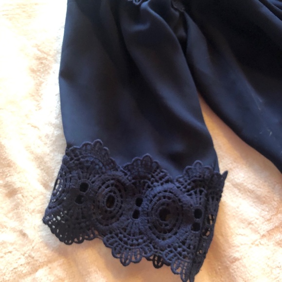 IN Blouse Cold Shoulder Spaghetti Straps Lace Trim - Picture 6 of 7